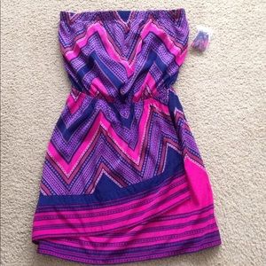 Express Strapless Print Dress Small